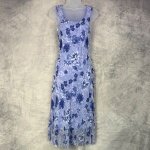 Vtg y2k Floral Dress Womens Sz 6 Periwinkle Fairycore whimsical Flowy